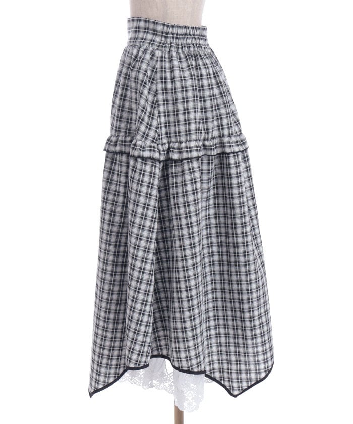 Plaid Irregular Hem Skirt