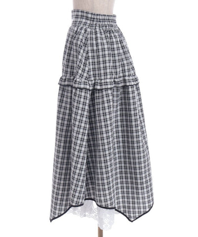 Plaid Irregular Hem Skirt