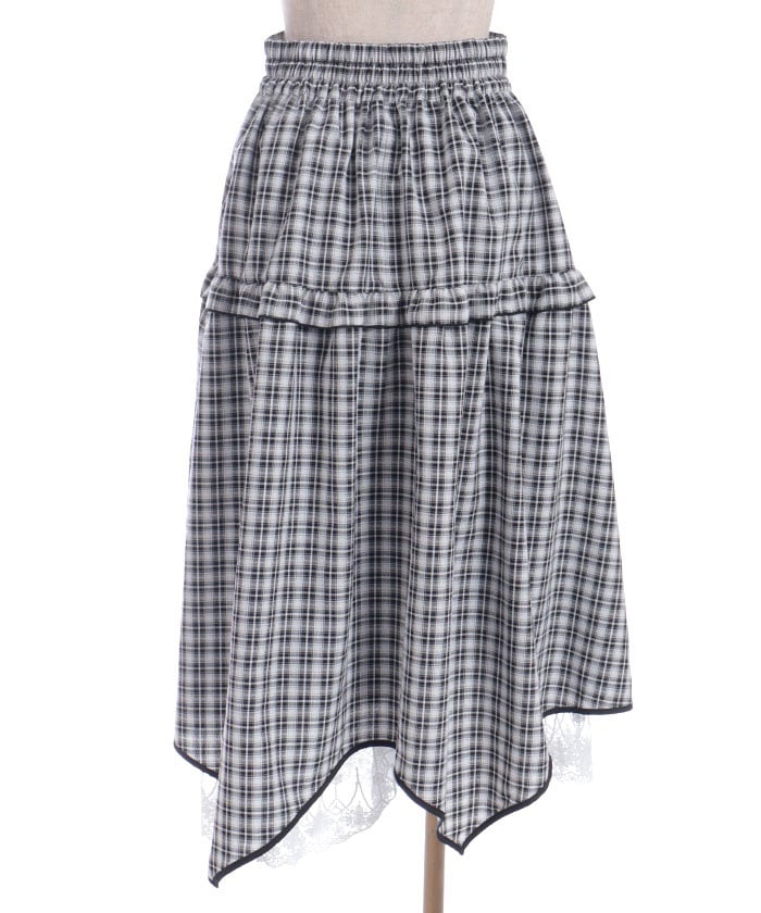 Plaid Irregular Hem Skirt