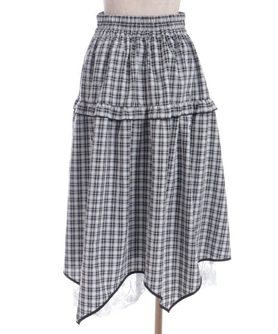 Plaid Irregular Hem Skirt