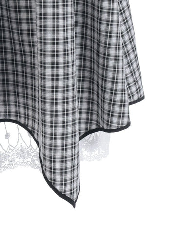 Plaid Irregular Hem Skirt