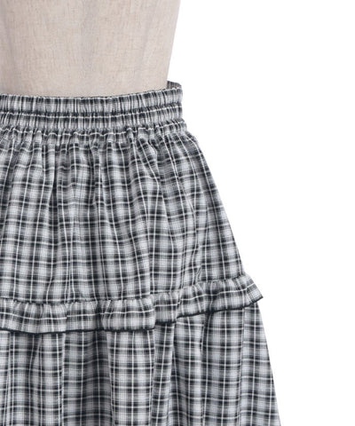 Plaid Irregular Hem Skirt