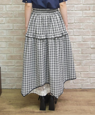 Plaid Irregular Hem Skirt