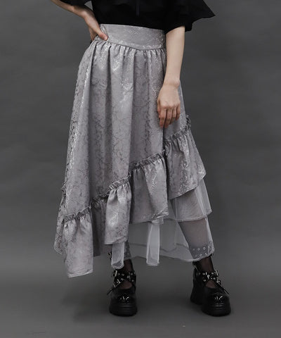Jacquard Asymmetric Frill Skirt