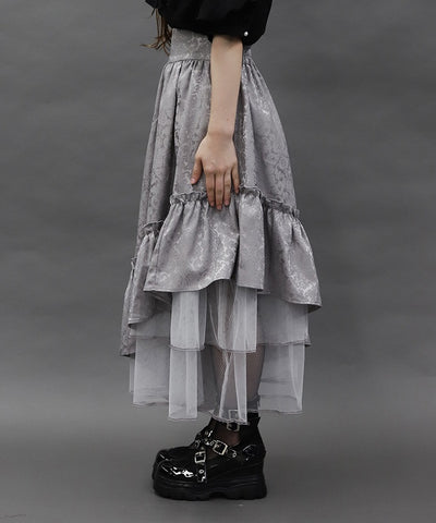 Jacquard Asymmetric Frill Skirt