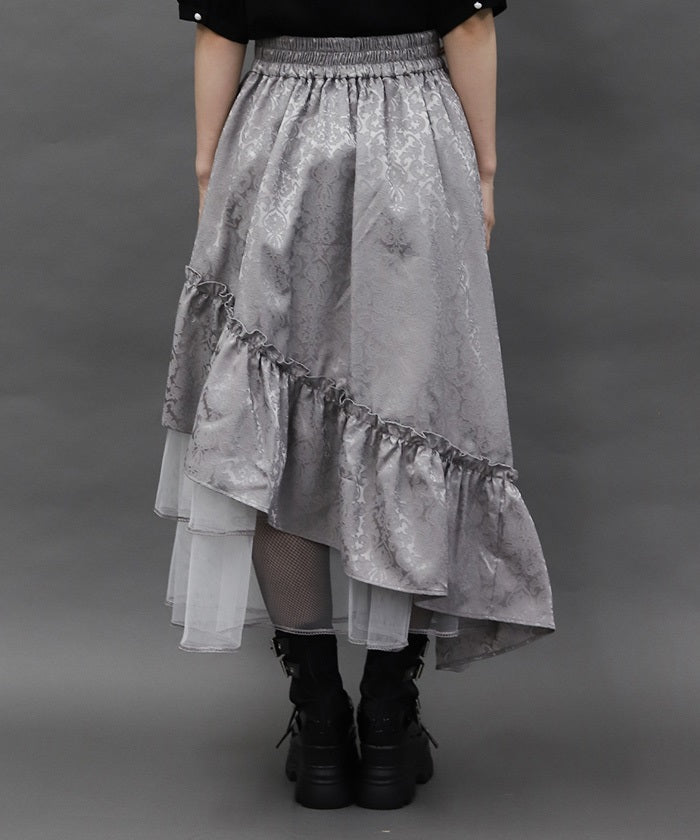 Jacquard Asymmetric Frill Skirt
