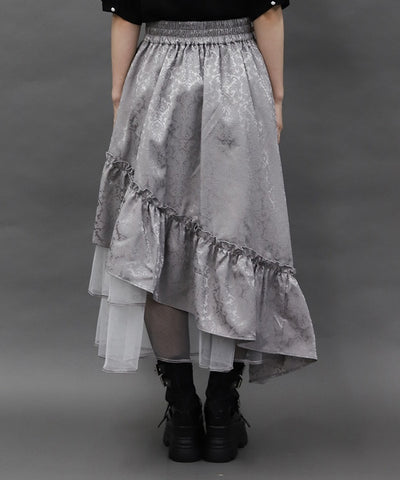 Jacquard Asymmetric Frill Skirt