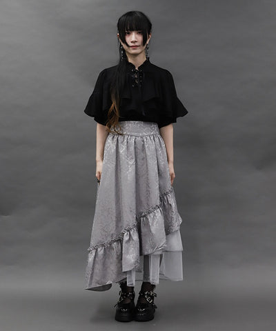 Jacquard Asymmetric Frill Skirt