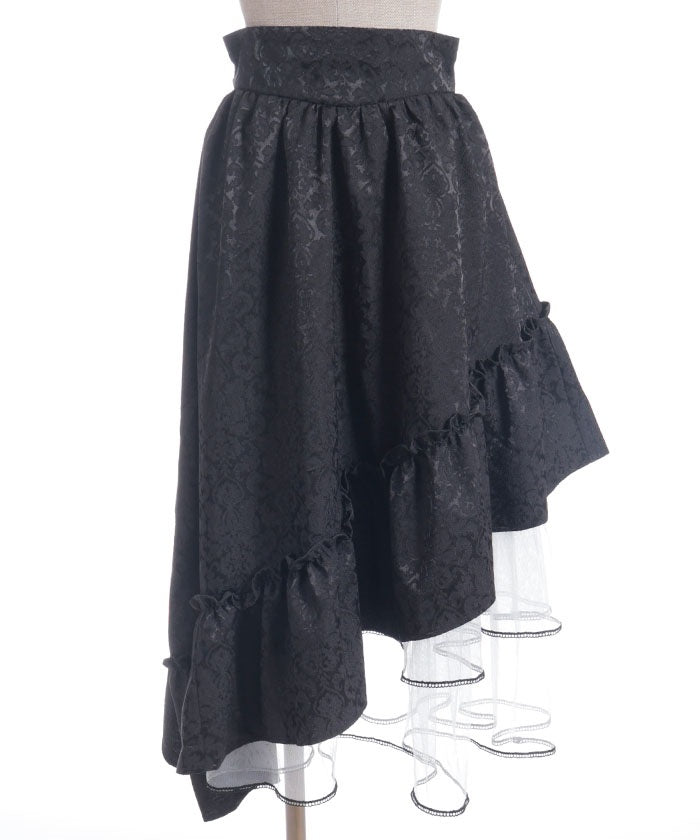 Jacquard Asymmetric Frill Skirt