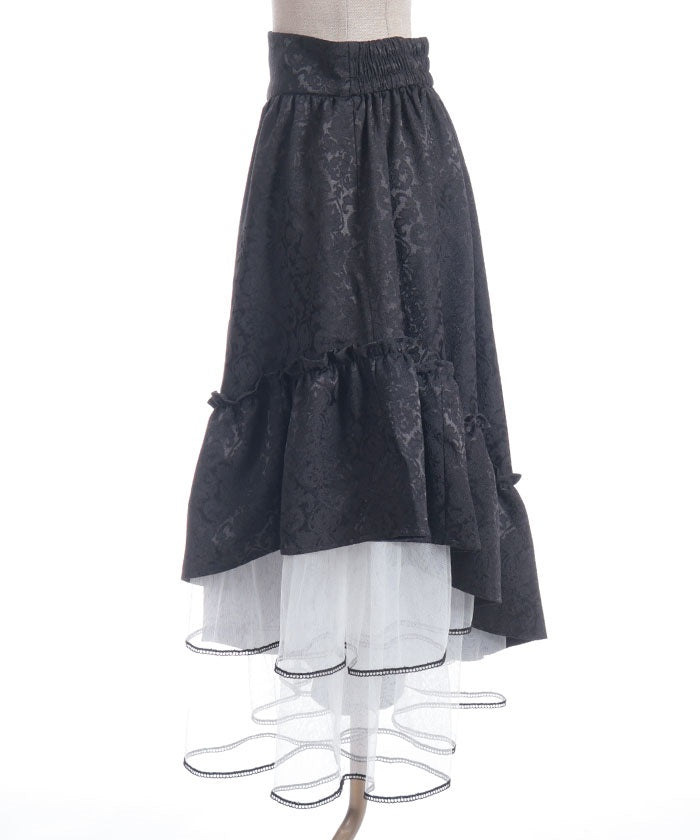 Jacquard Asymmetric Frill Skirt