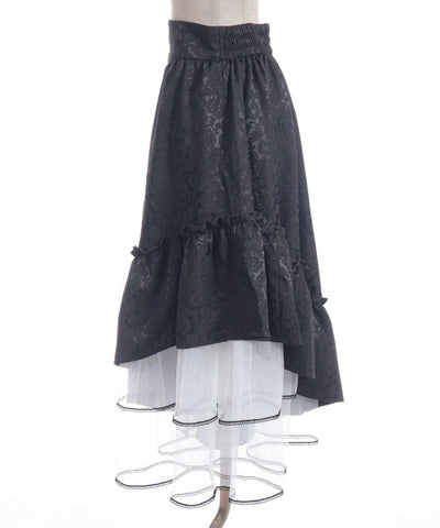 Jacquard Asymmetric Frill Skirt