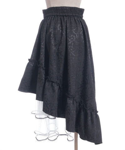 Jacquard Asymmetric Frill Skirt