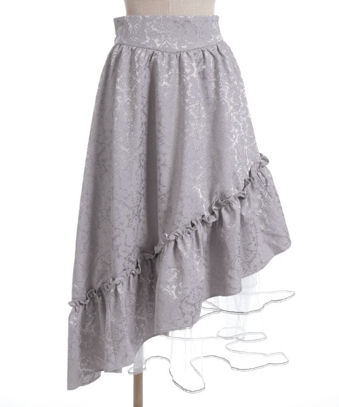Jacquard Asymmetric Frill Skirt