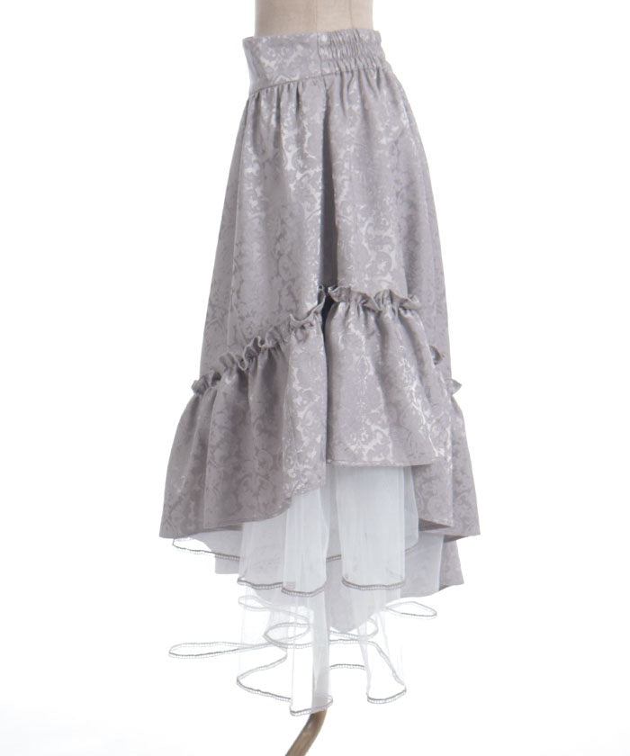 Jacquard Asymmetric Frill Skirt