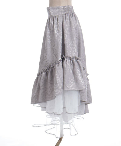 Jacquard Asymmetric Frill Skirt