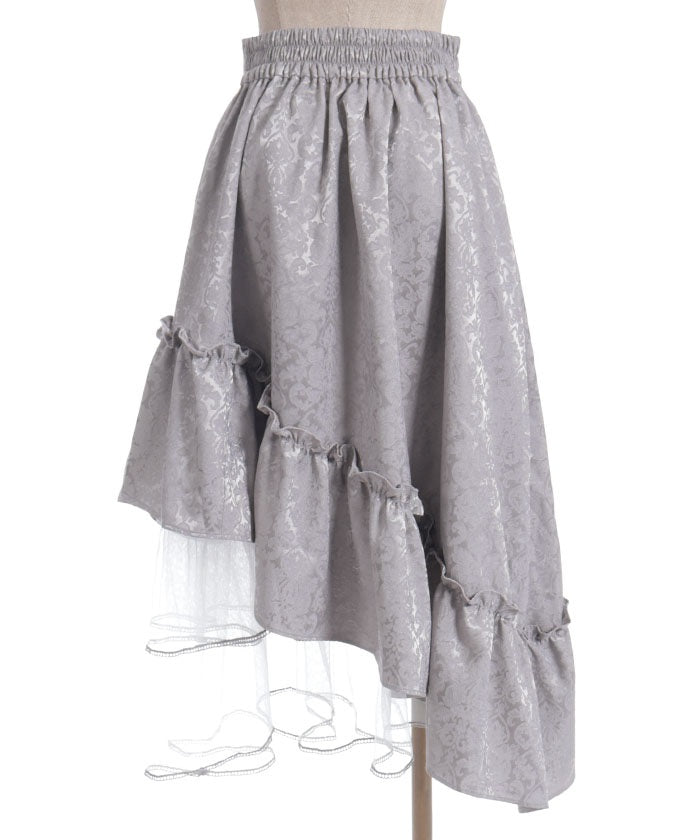 Jacquard Asymmetric Frill Skirt