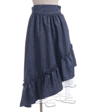 Jacquard Asymmetric Frill Skirt