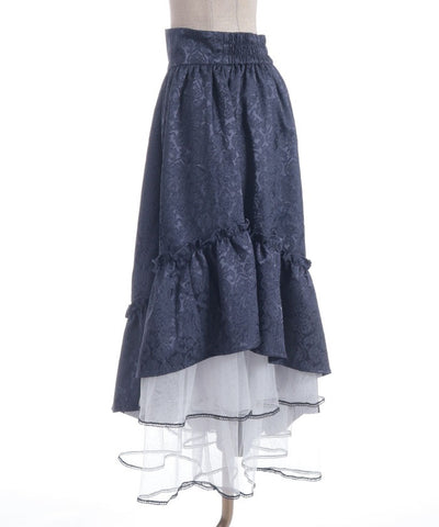Jacquard Asymmetric Frill Skirt