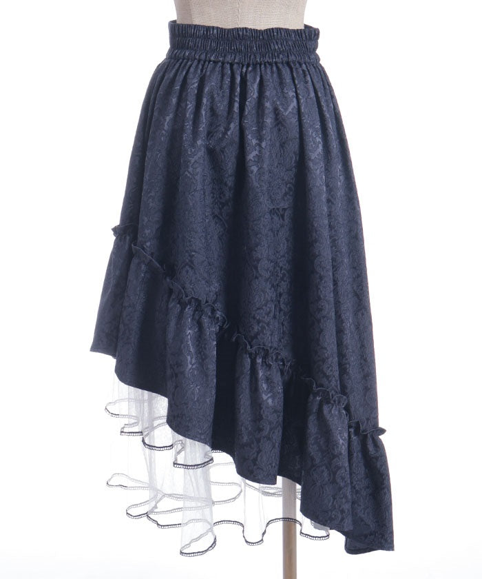 Jacquard Asymmetric Frill Skirt