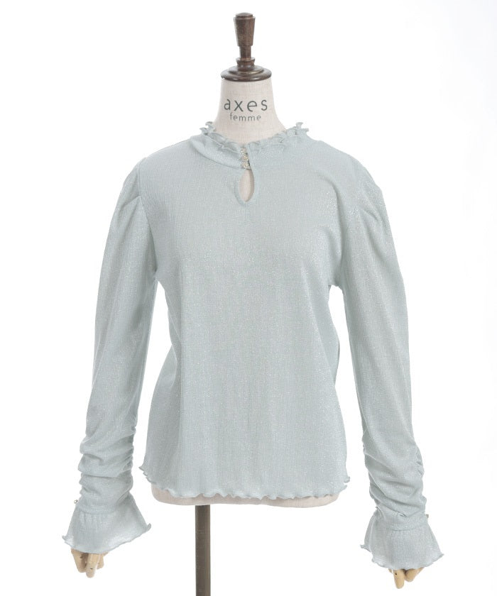 2-Way Lamé Rib Pullover