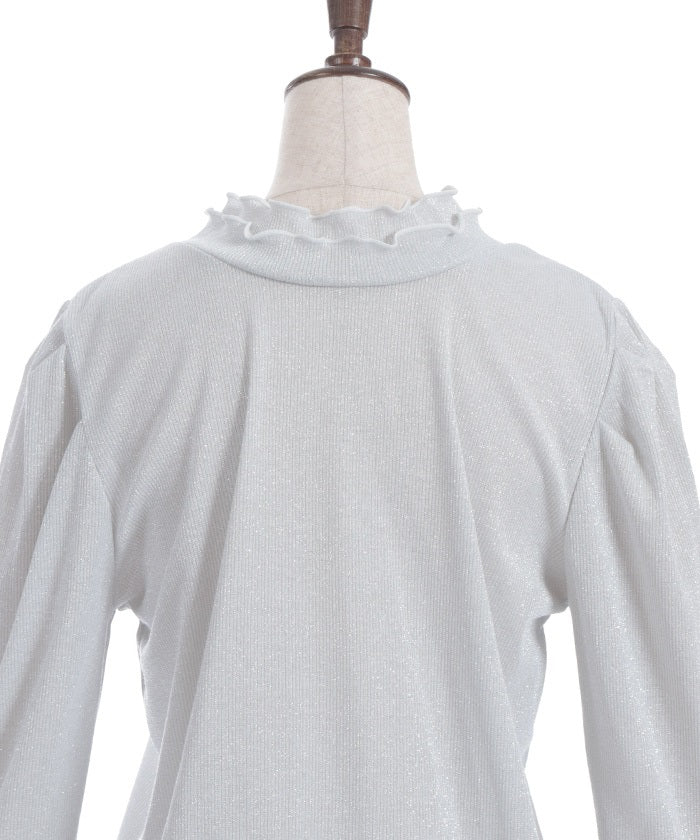 2-Way Lamé Rib Pullover