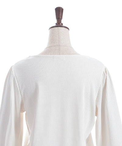 Square Neck Pullover with Ribbon