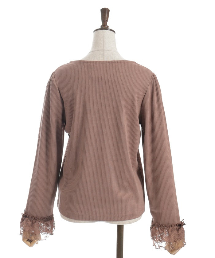 Square Neck Pullover with Ribbon