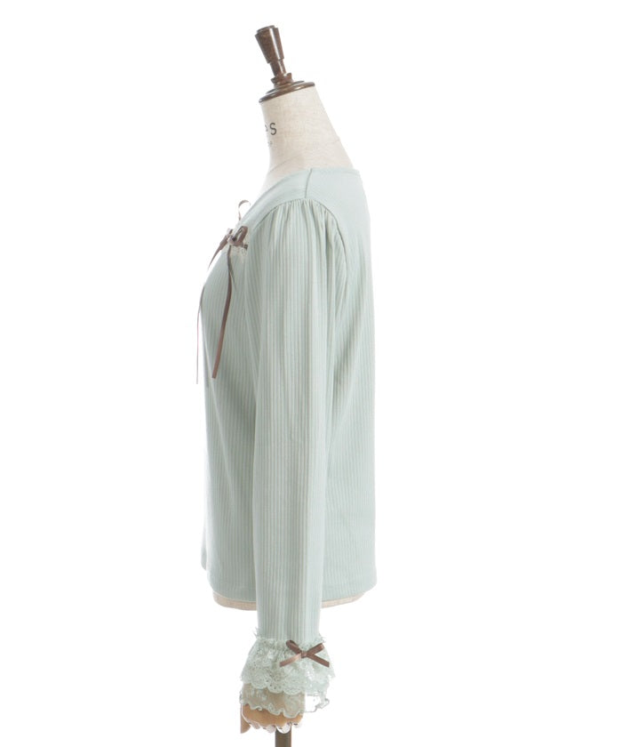 Square Neck Pullover with Ribbon