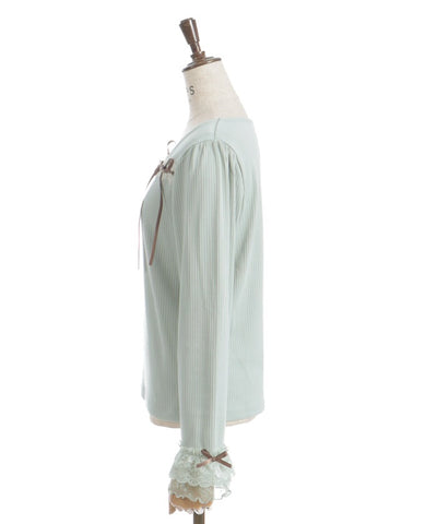 Square Neck Pullover with Ribbon