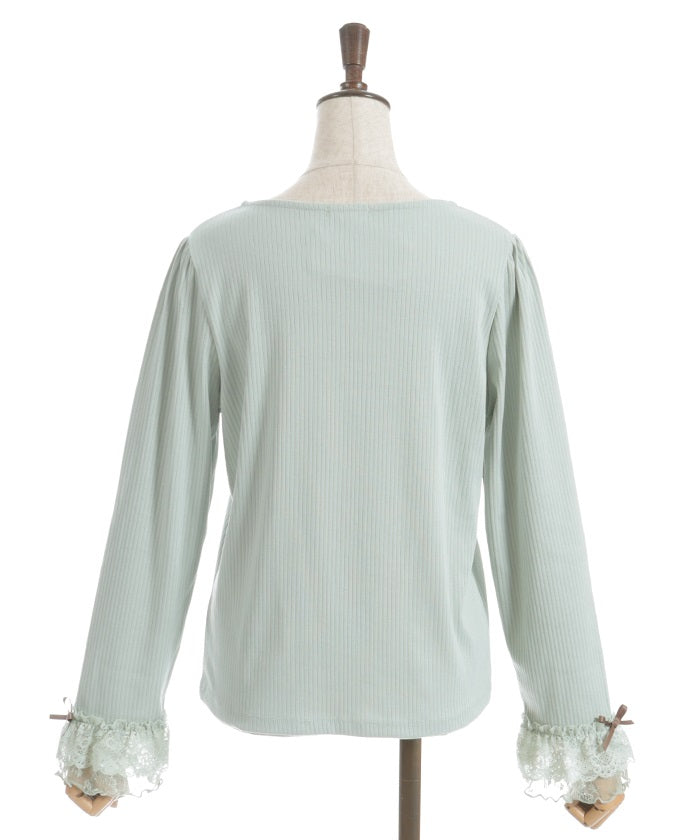 Square Neck Pullover with Ribbon
