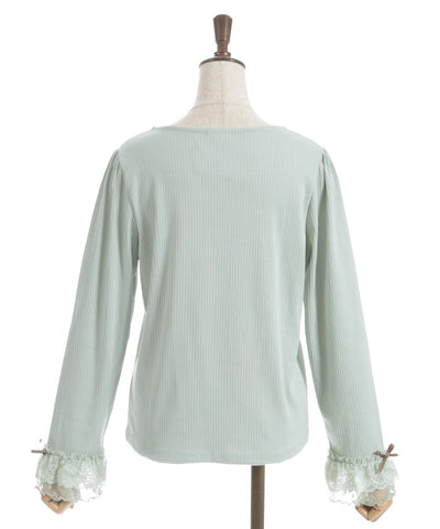 Square Neck Pullover with Ribbon