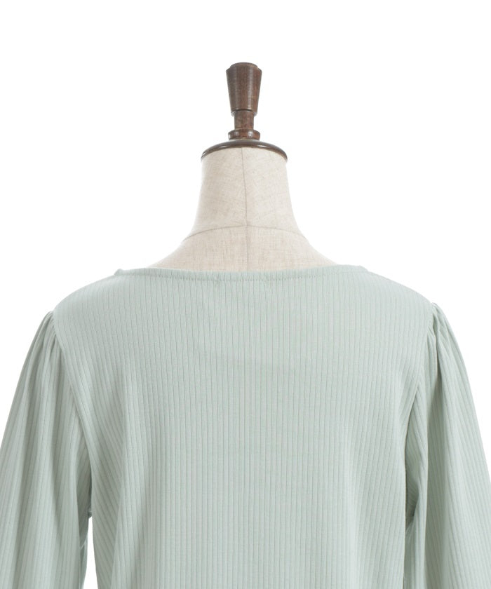 Square Neck Pullover with Ribbon