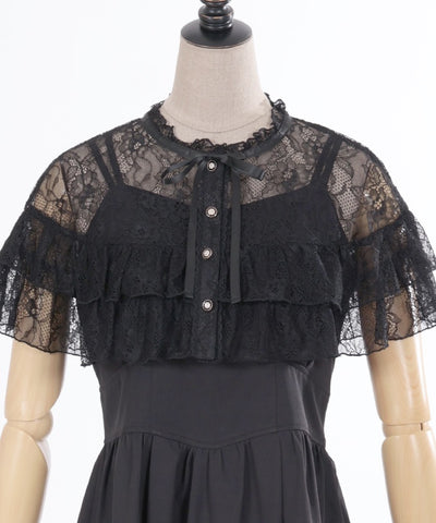 Lace Camisole Dress with Cape