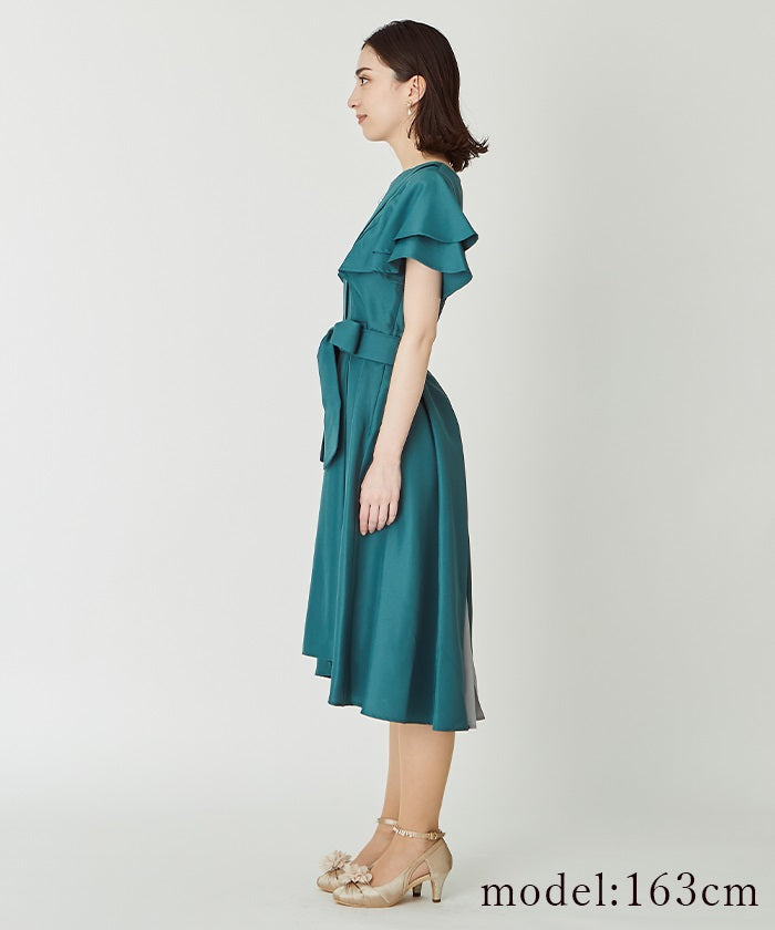 Short Sleeve Back Pleated Dress