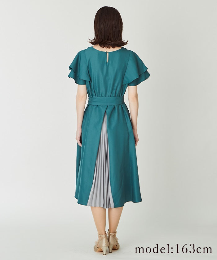 Short Sleeve Back Pleated Dress