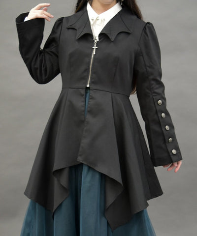 Bat Collar Irregular Hem Jacket