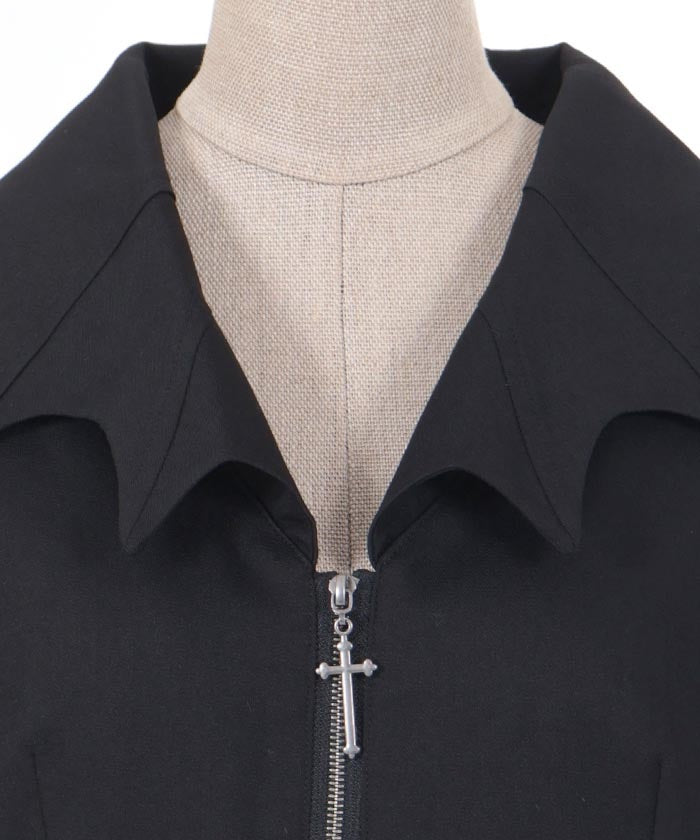 Bat Collar Irregular Hem Jacket