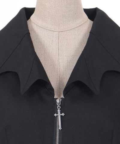 Bat Collar Irregular Hem Jacket