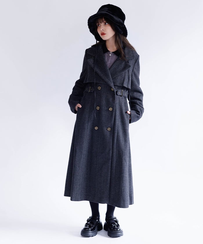 2-Way Collar Long Coat