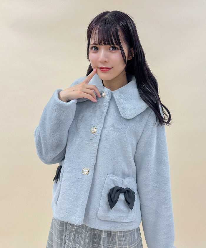 Ribbon Pocket Fur Coat