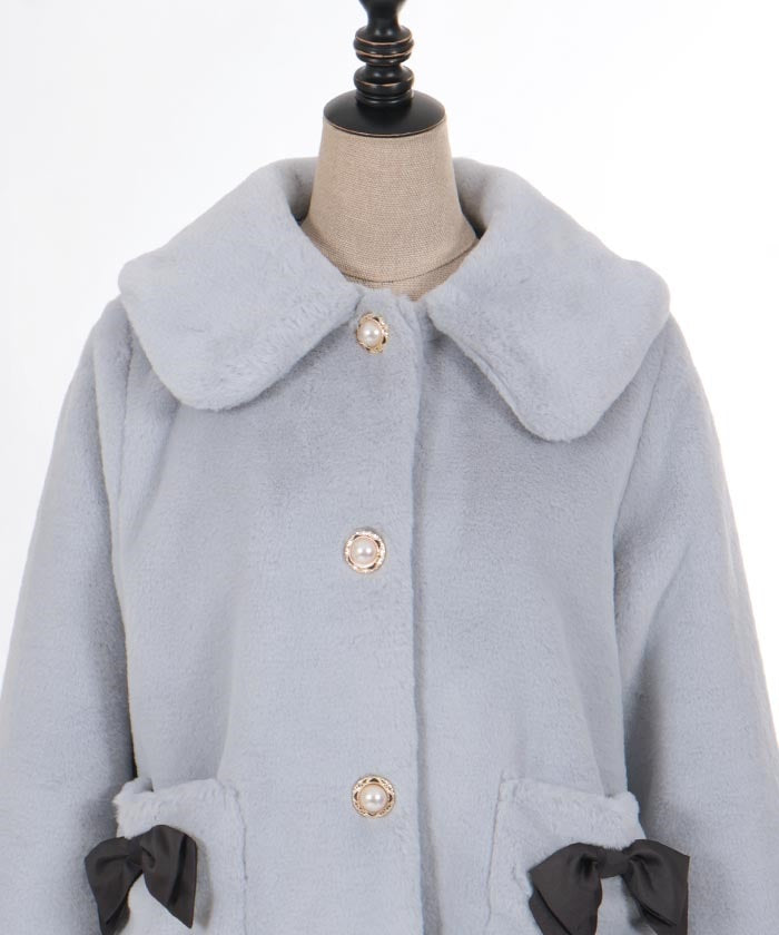 Ribbon Pocket Fur Coat