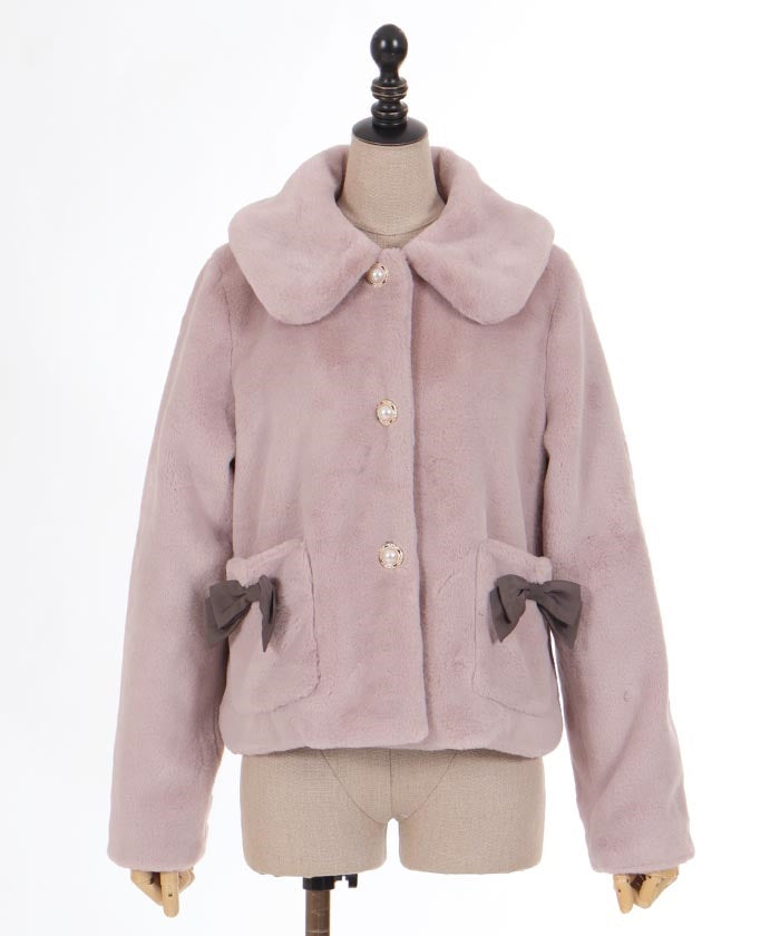 Ribbon Pocket Fur Coat