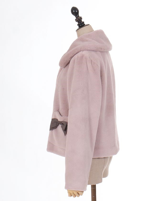 Ribbon Pocket Fur Coat