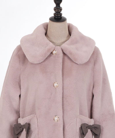 Ribbon Pocket Fur Coat