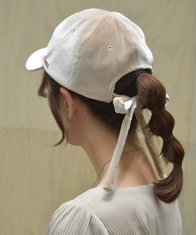 Back Ribbon Velour Cap