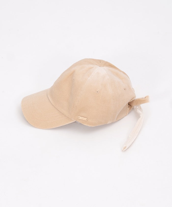 Back Ribbon Velour Cap