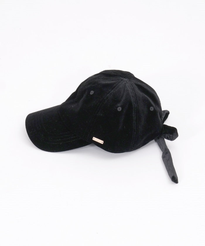 Back Ribbon Velour Cap