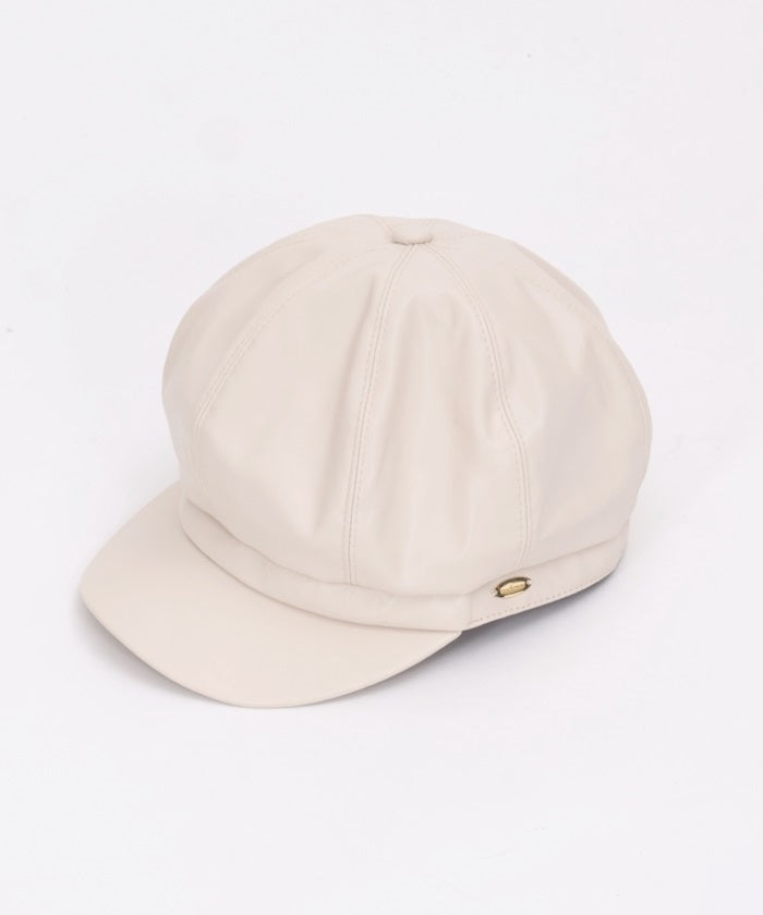 Faux Leather Casquette with Plate