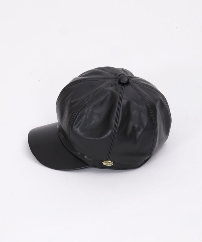 Faux Leather Casquette with Plate