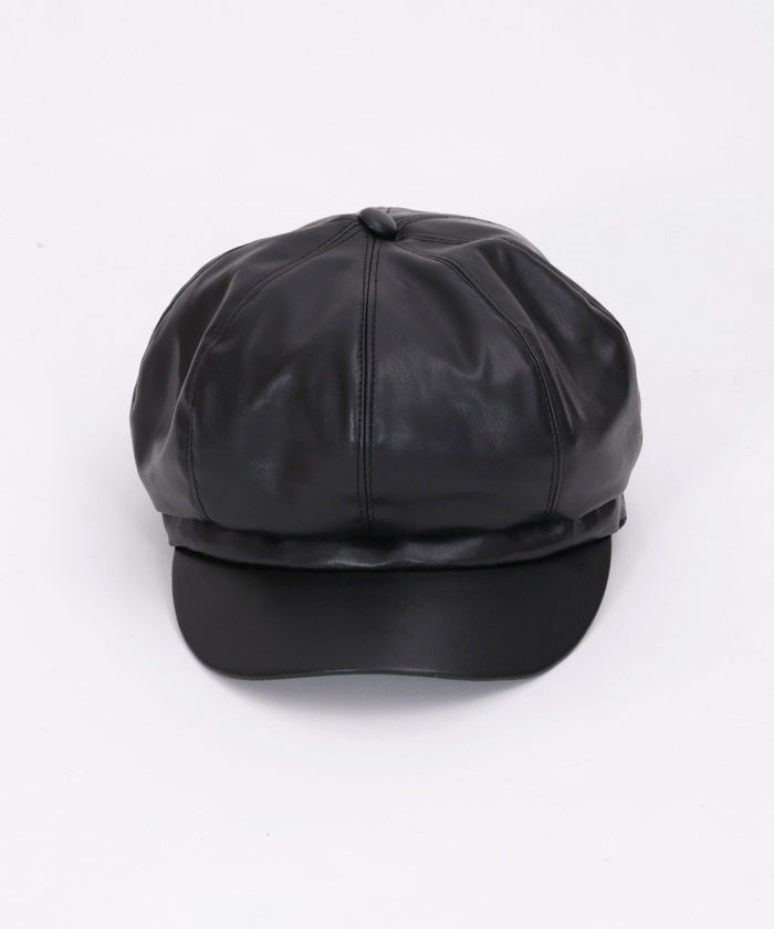 Faux Leather Casquette with Plate